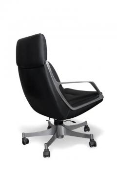 Jorge Zalszupin Brazilian Modern Armchair in Black Leather by Jorge Zalszupin 1973 Brazil - 3186952