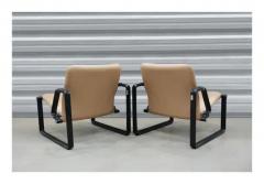 Jorge Zalszupin Brazilian Modern Lobby armchairs by Jorge Zalszupin in metal and leather 1970 - 3348428