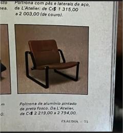 Jorge Zalszupin Brazilian Modern Lobby armchairs by Jorge Zalszupin in metal and leather 1970 - 3348467