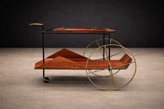 Jorge Zalszupin Carrinho de Ch Bar Cart in Rosewood Iron Brass by Jorge Zalszupin 1950s - 4611015