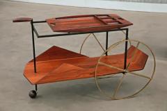 Jorge Zalszupin Carrinho de Cha Bar Cart in Hardwood Iron Brass by Jorge Zalszupin 1950s - 3298962