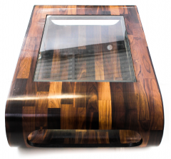 Jorge Zalszupin Curved Rosewood Coffee Table with Glass Top By Jorge Zalszupin 1960 - 3742091