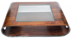 Jorge Zalszupin Curved Rosewood Coffee Table with Glass Top By Jorge Zalszupin 1960 - 3742099