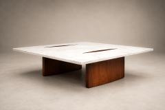 Jorge Zalszupin Limestone Coffee Table by Jorge Zalszupin in Rosewood Marble Brazil 1959 - 4655011