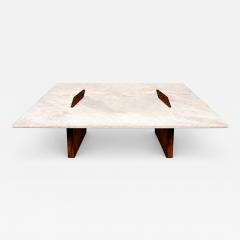 Jorge Zalszupin Limestone Coffee Table by Jorge Zalszupin in Rosewood Marble Brazil 1959 - 4658385