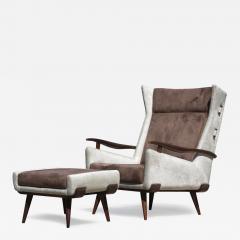 Jorge Zalszupin Mid Century Modern Armchair with Ottoman by Jorge Zalszupin Brazil 1960s - 2896894