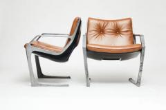 Jorge Zalszupin Mid Century Modern Armchairs in Aluminum Brown Leather Jorge Zalszupin Brazil - 3183458
