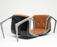Jorge Zalszupin Mid Century Modern Armchairs in Aluminum Brown Leather Jorge Zalszupin Brazil - 3183620