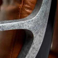 Jorge Zalszupin Mid Century Modern Armchairs in Aluminum Brown Leather Jorge Zalszupin Brazil - 3183672