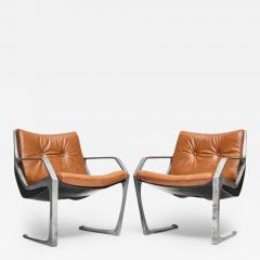 Jorge Zalszupin Mid Century Modern Armchairs in Aluminum Brown Leather Jorge Zalszupin Brazil - 3190679