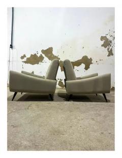 Jorge Zalszupin Mid Century Modern Armchairs in Hardwood Fabric Att to Jorge Zalszupin - 3357389