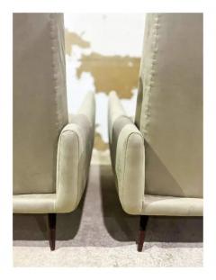 Jorge Zalszupin Mid Century Modern Armchairs in Hardwood Fabric Att to Jorge Zalszupin - 3357475