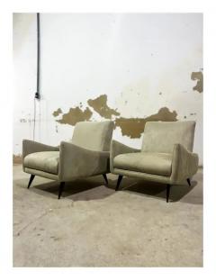 Jorge Zalszupin Mid Century Modern Armchairs in Hardwood Fabric Att to Jorge Zalszupin - 3357523