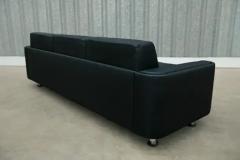 Jorge Zalszupin Mid Century Modern Sofa in Black Leather Wood by Jorge Zalszupin Brazil 1970 - 3186367