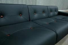 Jorge Zalszupin Mid Century Modern Sofa in Black Leather Wood by Jorge Zalszupin Brazil 1970 - 3186368