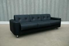 Jorge Zalszupin Mid Century Modern Sofa in Black Leather Wood by Jorge Zalszupin Brazil 1970 - 3186382