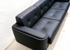 Jorge Zalszupin Mid Century Modern Sofa in Black Leather Wood by Jorge Zalszupin Brazil 1970 - 3186385