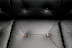 Jorge Zalszupin Mid Century Modern Sofa in Black Leather Wood by Jorge Zalszupin Brazil 1970 - 3186417