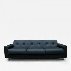 Jorge Zalszupin Mid Century Modern Sofa in Black Leather Wood by Jorge Zalszupin Brazil 1970 - 3193429