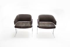Jorge Zalszupin Pair of Grey Senior Armchairs by Jorge Zalszupin in Soft Leather Brazil 1960 - 755642
