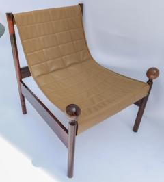 Jorge Zalszupin Pair of Zalszupin 1950s Brazilian Jacaranda Ouro Preto Chairs in Beige Leather - 2296360