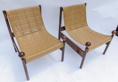Jorge Zalszupin Pair of Zalszupin 1950s Brazilian Jacaranda Ouro Preto Chairs in Beige Leather - 2296366