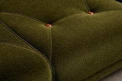 Jorge Zalszupin Pullman Sofa in Deep Olive Mohair with Rosewood Buttons by Jorge Zalszupin - 4531116