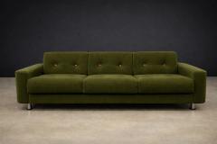 Jorge Zalszupin Pullman Sofa in Deep Olive Mohair with Rosewood Buttons by Jorge Zalszupin - 4531117