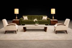 Jorge Zalszupin Pullman Sofa in Deep Olive Mohair with Rosewood Buttons by Jorge Zalszupin - 4531118