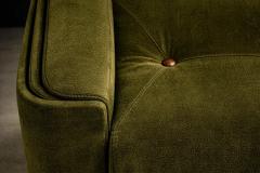 Jorge Zalszupin Pullman Sofa in Deep Olive Mohair with Rosewood Buttons by Jorge Zalszupin - 4531119