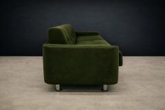 Jorge Zalszupin Pullman Sofa in Deep Olive Mohair with Rosewood Buttons by Jorge Zalszupin - 4531122