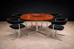 Jorge Zalszupin Round Dining Table in Hardwood and Metal Jorge Zalszupin 1960s - 4542477