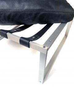 Jorgen Hoj Pair of J rgen H j Aluminum Stools Benches with Black Leather Cushions - 1642838