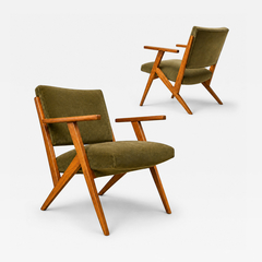 Jos Zanine Caldas Brazilian Modern Armchair by Jos Zanine in Pau Marfim Dedar Velvet - 4738937