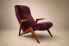Jos Zanine Caldas Brazilian Modern Imbuia Wood Mohair Lounge Armchair Att Jos Zanine Caldas - 4707664
