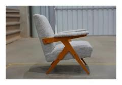 Jos Zanine Caldas Brazilian Modern Z Armchair in Hardwood and Boucle Jose Zanine Caldas 1950s - 3781325