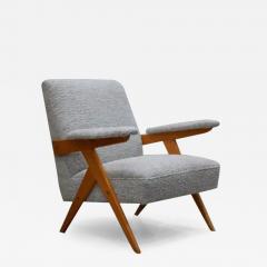 Jos Zanine Caldas Brazilian Modern Z Armchair in Hardwood and Boucle Jose Zanine Caldas 1950s - 3818018