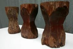 Jos Zanine Caldas Set of Three Stools in Pequi Hardwood by Jose Zanine Caldas 1970s - 3299021