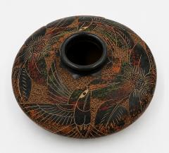 Jose Guerrero Nicaraguan Carved Hummingbird Studio Art Pottery Vessel by Jose Guerrero - 4734749