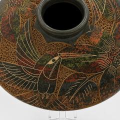 Jose Guerrero Nicaraguan Carved Hummingbird Studio Art Pottery Vessel by Jose Guerrero - 4734754