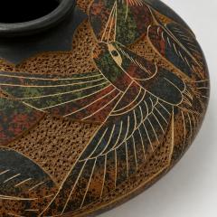 Jose Guerrero Nicaraguan Carved Hummingbird Studio Art Pottery Vessel by Jose Guerrero - 4734756