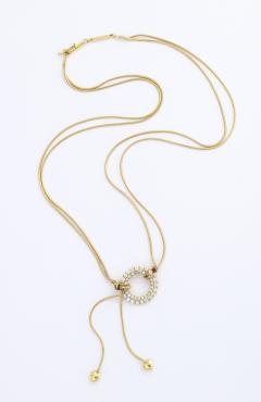 Jose Hess Gold Necklace with Love Knot Hearts and Diamond Circle - 1830998