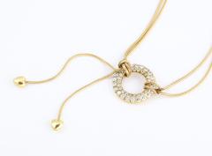 Jose Hess Gold Necklace with Love Knot Hearts and Diamond Circle - 1831002