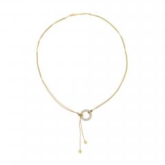 Jose Hess Gold Necklace with Love Knot Hearts and Diamond Circle - 1834303