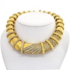 Jose Hess JOSE HESS 18K YELLOW GOLD IMPRESSIVE DIAMOND BIB COLLAR HEAVY NECKLACE - 1886395