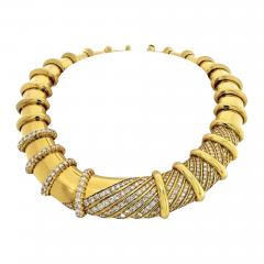 Jose Hess JOSE HESS 18K YELLOW GOLD IMPRESSIVE DIAMOND BIB COLLAR HEAVY NECKLACE - 1888079