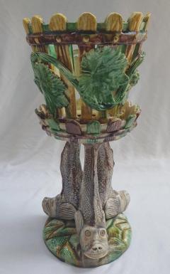 Jose alves Cunha Palissy Majolica portuguese base with vase support  - 4540909