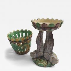 Jose alves Cunha Palissy Majolica portuguese base with vase support  - 4544815