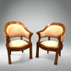 Josef Danhauser Pair of Biedermeier Cherrywood Armchairs Attr to Joseph Danhauser - 4601843