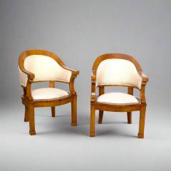 Josef Danhauser Pair of Biedermeier Cherrywood Armchairs Attr to Joseph Danhauser - 4601844